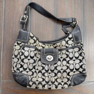 Coach Monogram Black and Cream Shoulder Bag